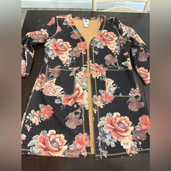 Rain & Rose floral kimono open cardigan Sz L Gardencore Cottagecore EUC - Picture 6 of 9